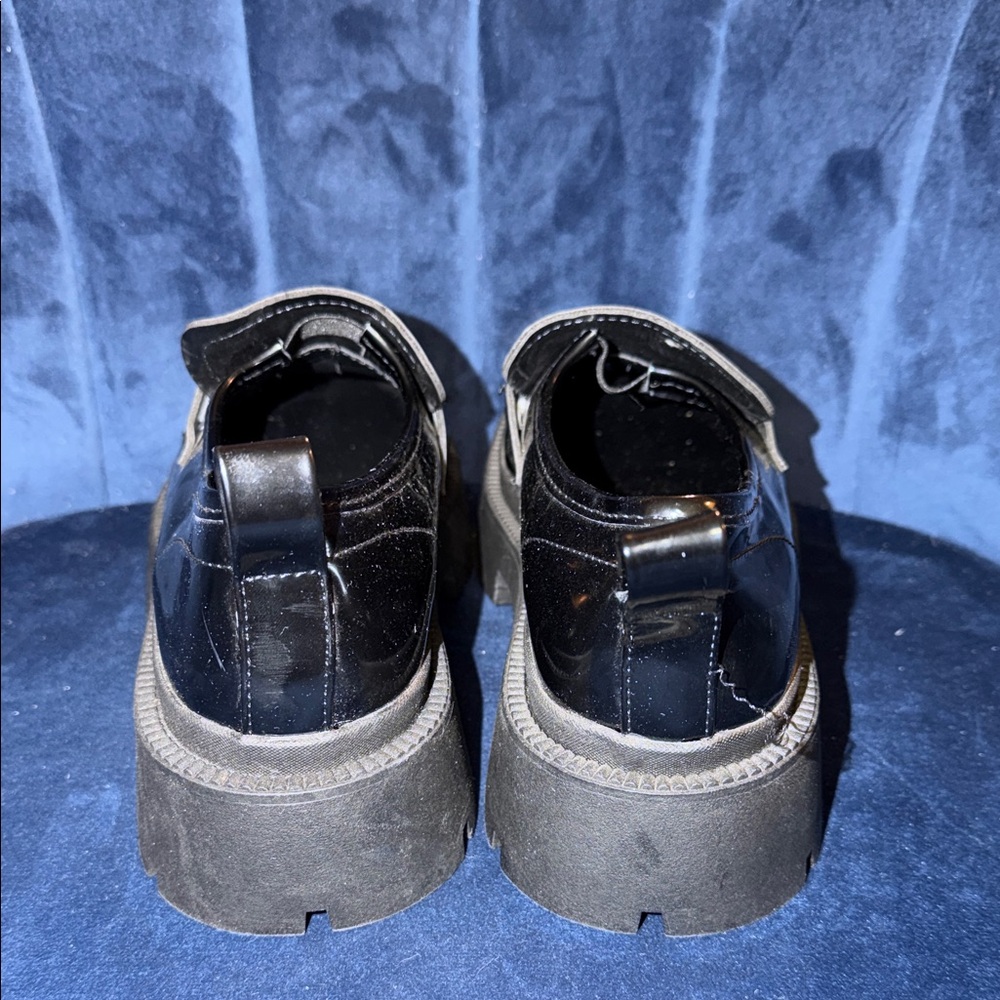 Madden Girl Black Patent Chunky Loafers - Picture 3 of 6